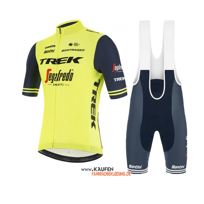 Trek Segafredo Kurzarmtrikot 2021 und Kurze Tragerhose Gelb Tief